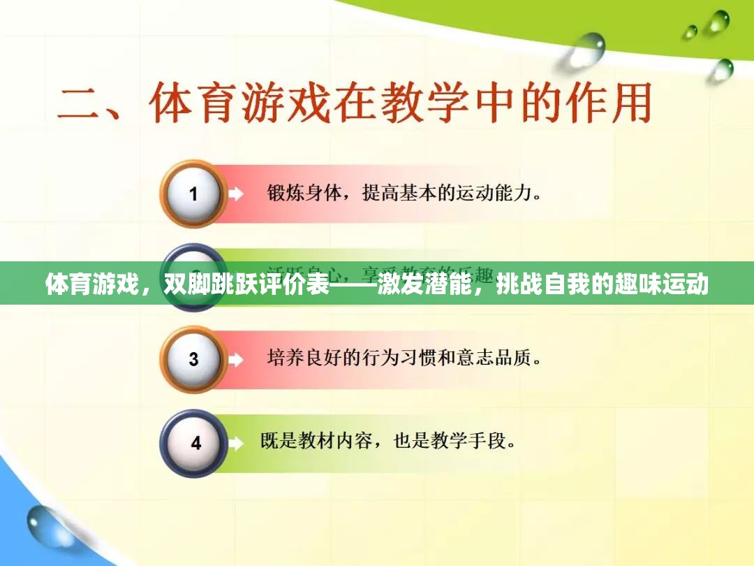 激發(fā)潛能，挑戰(zhàn)自我，體育游戲雙腳跳躍評價表