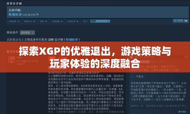 探索XGP的優(yōu)雅退出，游戲策略與玩家體驗的深度融合