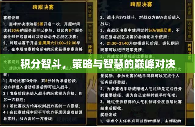 積分智斗，策略與智慧的巔峰對決