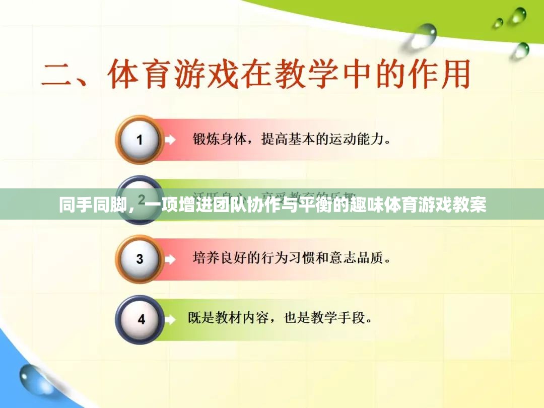 同手同腳，增進團隊協(xié)作與平衡的趣味體育游戲教案