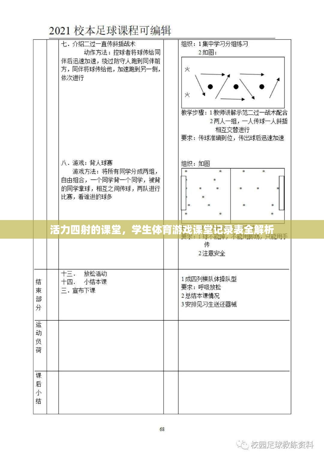 活力四射的課堂，學(xué)生體育游戲課堂記錄表全解析