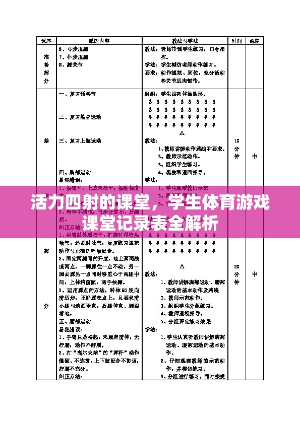 活力四射的課堂，學(xué)生體育游戲課堂記錄表全解析