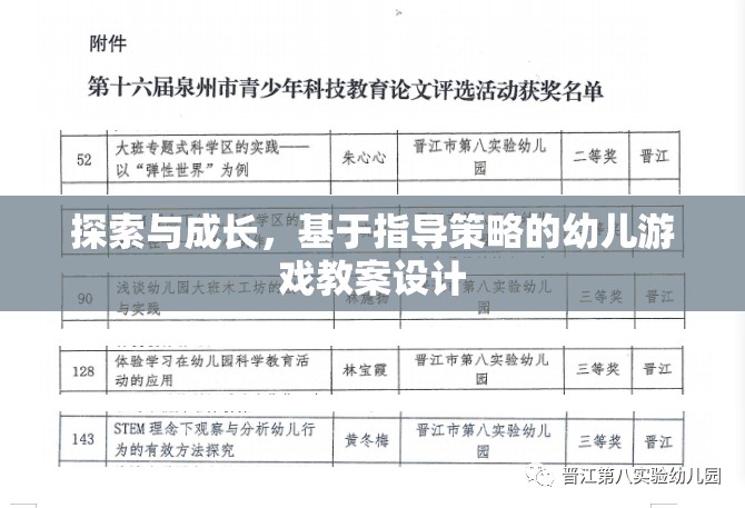 基于指導策略的幼兒游戲教案設計，探索與成長