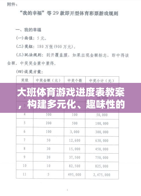 大班多元化趣味體育游戲進度表教案，激發(fā)孩子運動潛能的多元化策略