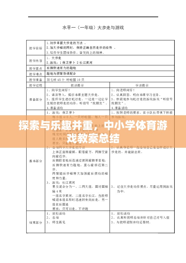 探索與樂(lè)趣并重，中小學(xué)體育游戲教案的實(shí)踐與總結(jié)