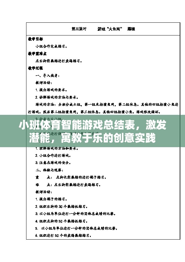 小班體育智能游戲，激發(fā)潛能的寓教于樂創(chuàng)意實踐總結(jié)