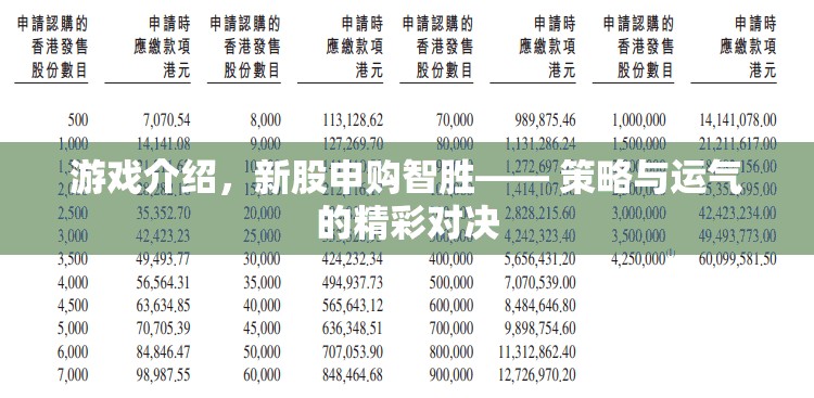 新股申購智勝，策略與運氣的精彩對決