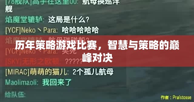 智慧與策略的巔峰對決，歷年策略游戲比賽回顧