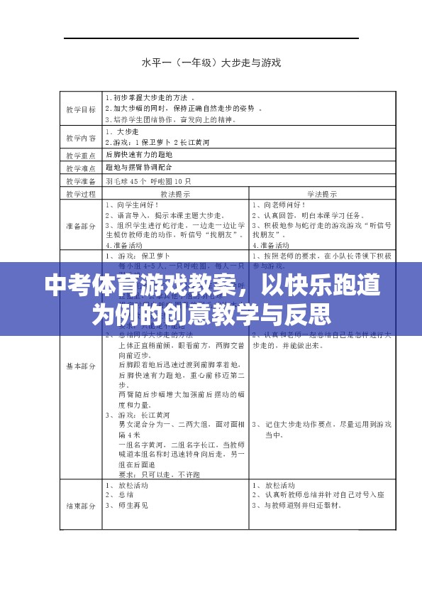 快樂跑道，中考體育游戲教案的創(chuàng)意教學(xué)與反思